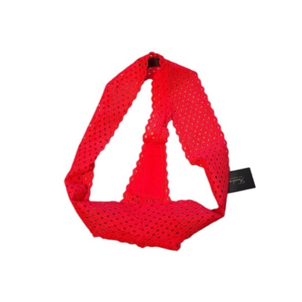Frederick’s of Hollywood Abby Rose Red Mesh Thong Panties Sz L NEW