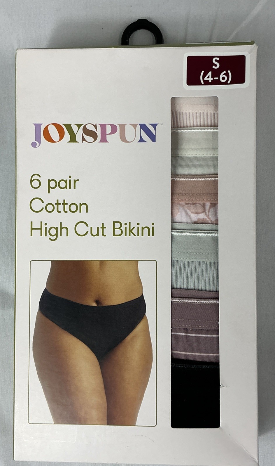 Joyspun Womens Cotton High Cut Bikini Underware Small (4-6) 6 Pair New In Box