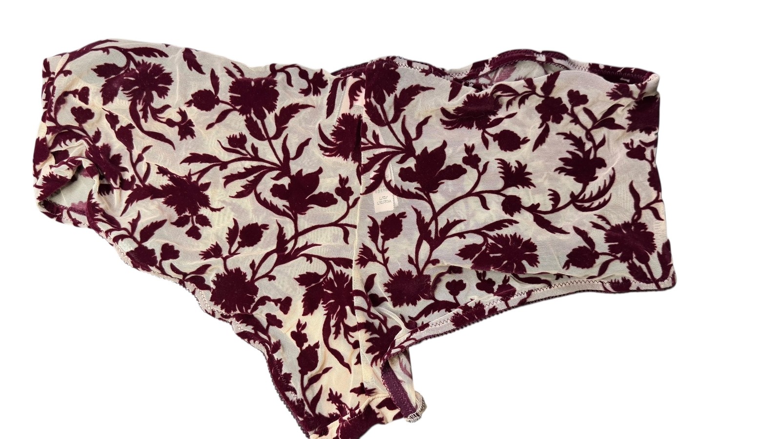Victoria’s Secret Shortie Panties Womens Large Velvet Sheer Mesh Floral Lingerie