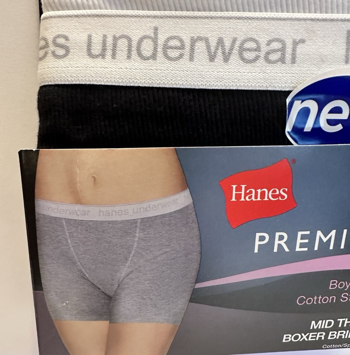 Hanes Premium Boyfriend Cotton Stretch Boxer Briefs Women’s 2 Pack Tagless NWT