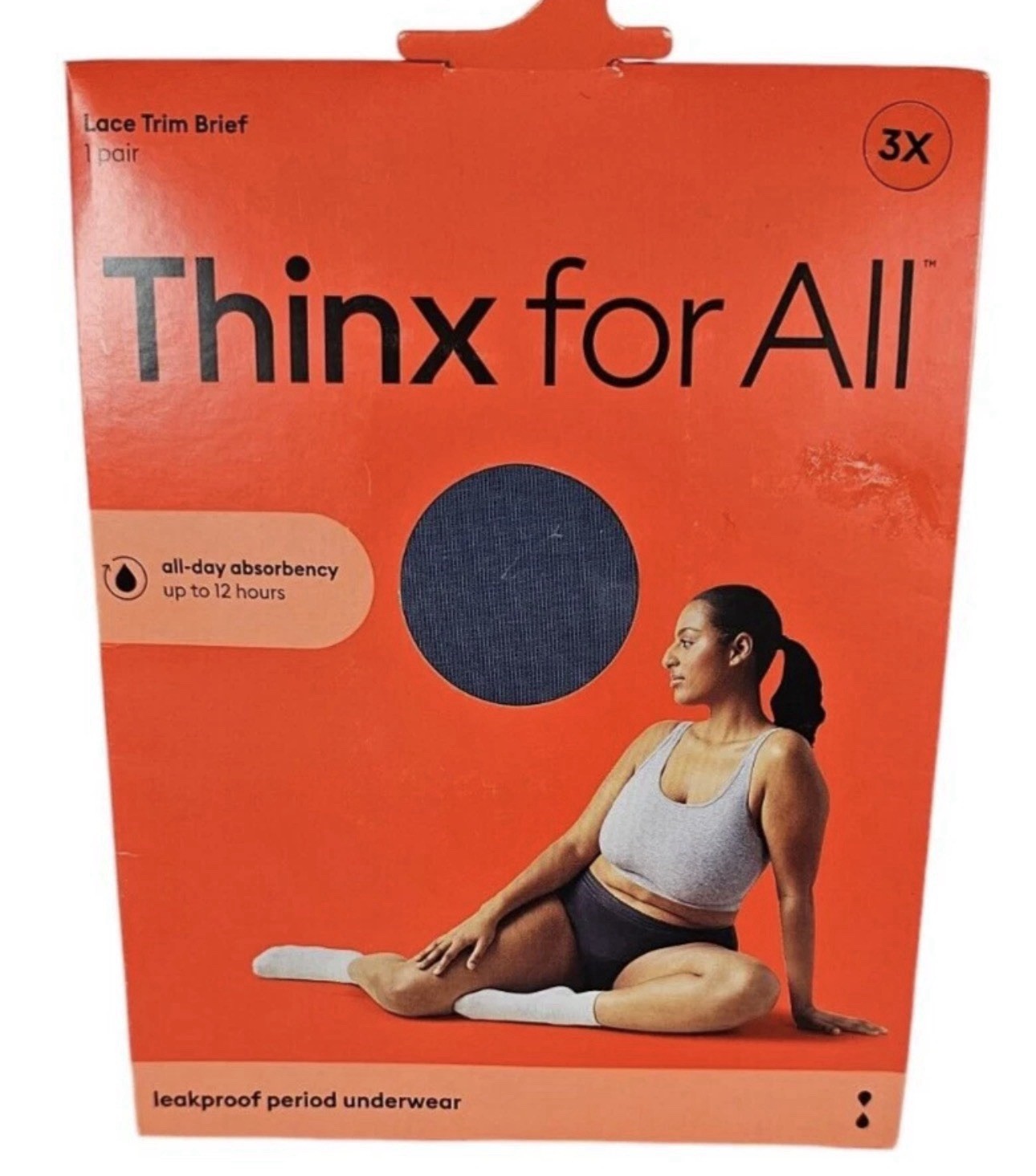 Thinx for All All Day Absorbency Leakproof Period Underwear Lace Trim Storm 3X