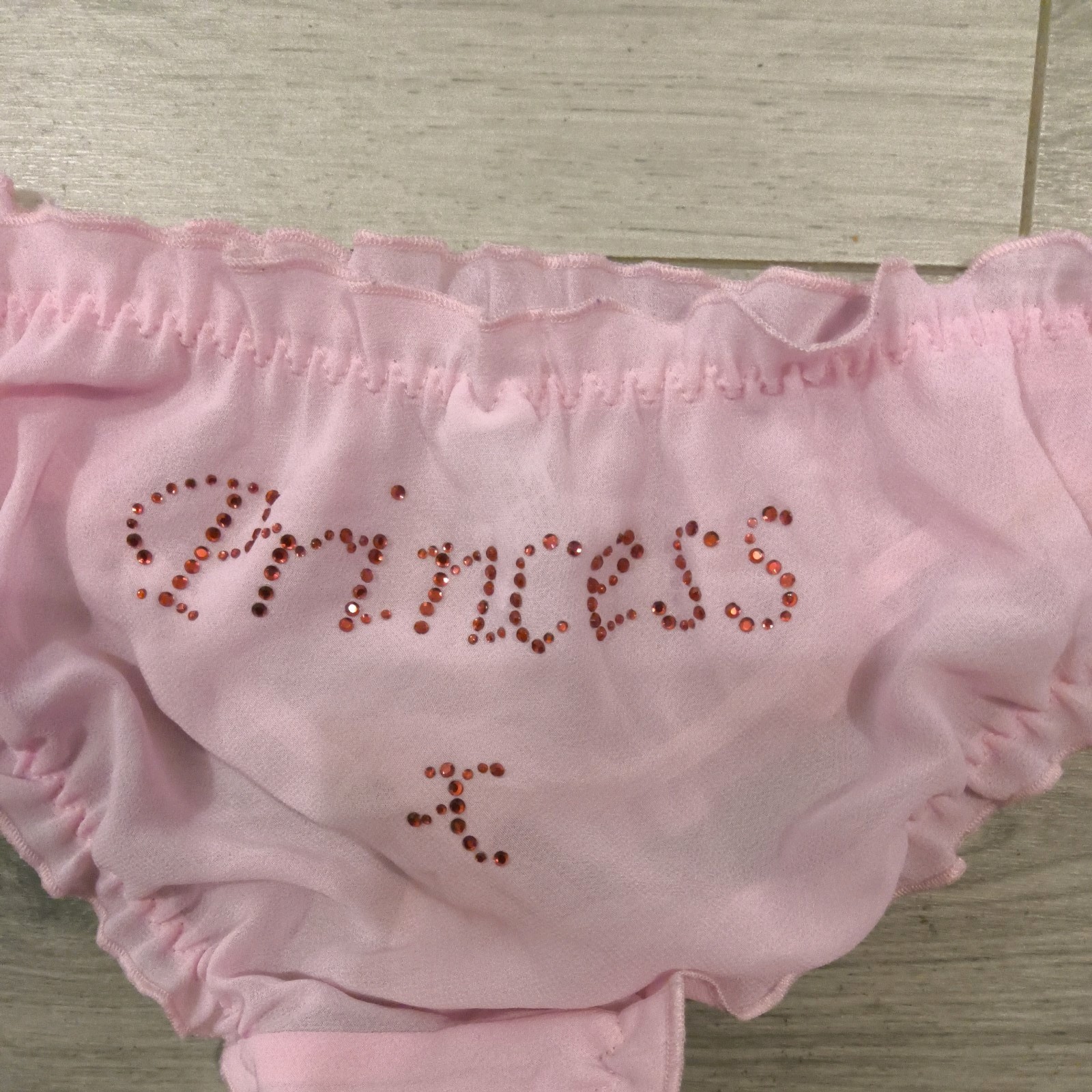 BNWOT Vintage Ann Summers Pink Chiffon & Diamonte Princess Panties Sz Mdm 10-14