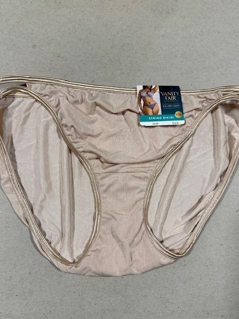 4 pc VANITY FAIR String Bikini Panty ILLUMINATION 18108/18810 BEIGE 9 ~ 10 ~ 11