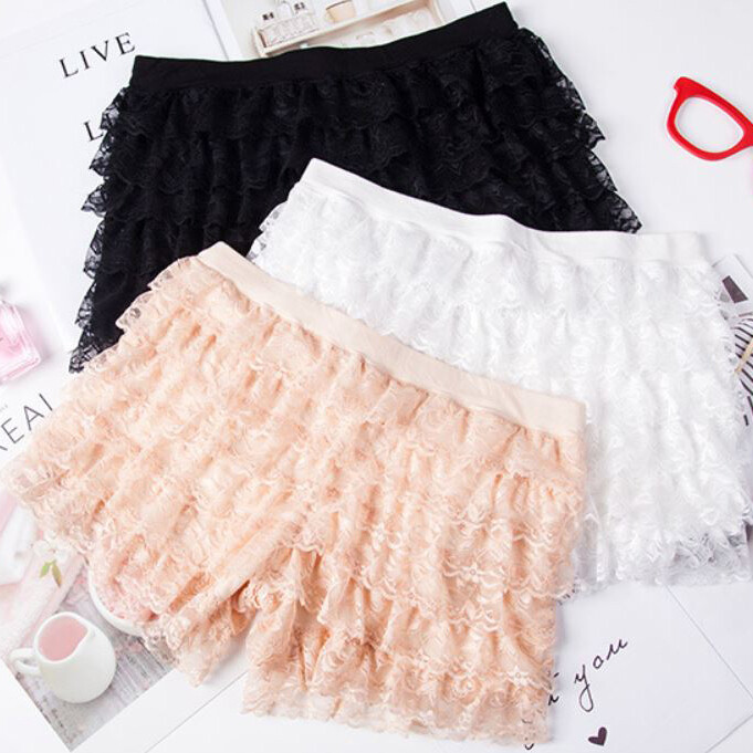 3PCS LOT Womens Lace Shorts Underwear Ruffle Layered Panties Lingerie Briefs