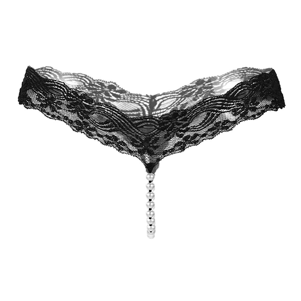 Sexy Lace Underwear Transparent Thong Lingerie Pearls G String Panties
