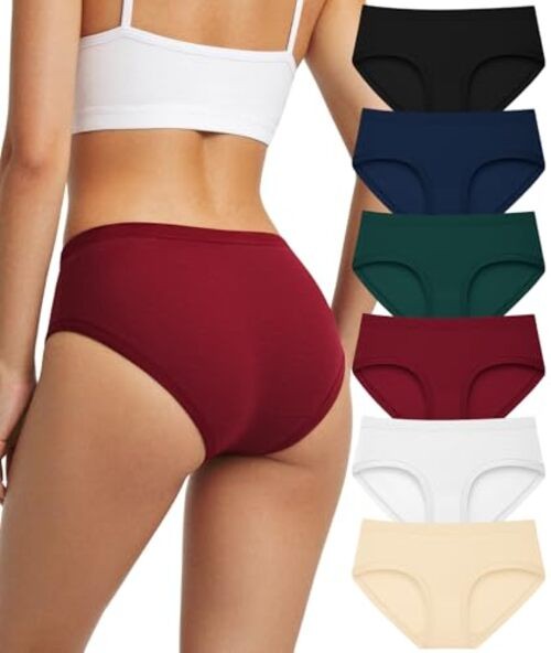 Women’s Cotton Underwear Full Coverage Soft Briefs Medium 6 Color Packs