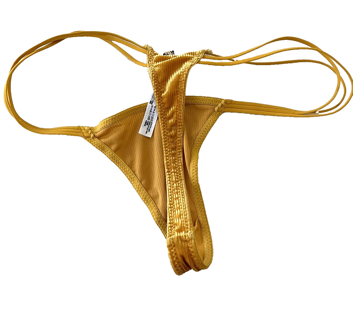 Anthropologie FREE PEOPLE Ribbed Golden Yellow THONG PANTY Large