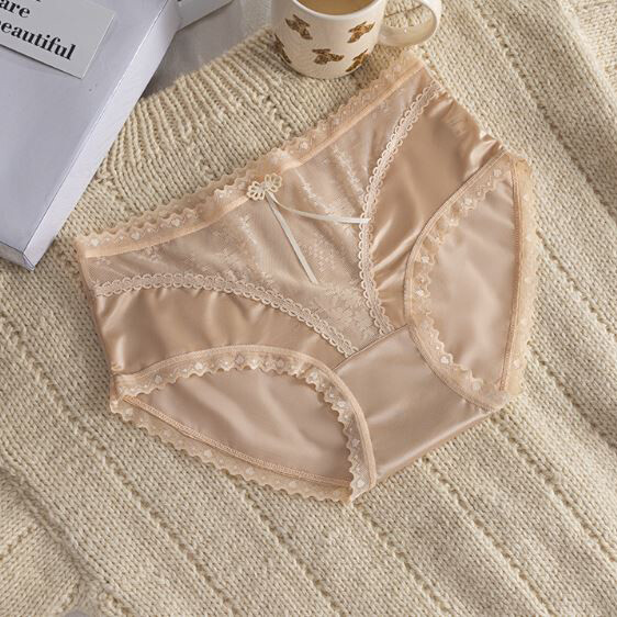 Pack Of 5 Womens Sexy Satin Panties Underwear Lingerie Sheer Lace Brief Intimate