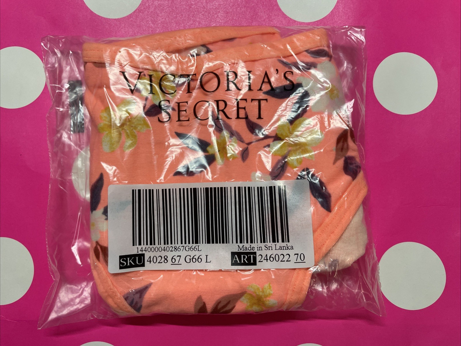 NEW 2019 Victoria’s Secret PINK V Front Bikini Panty L Panties Orange Floral