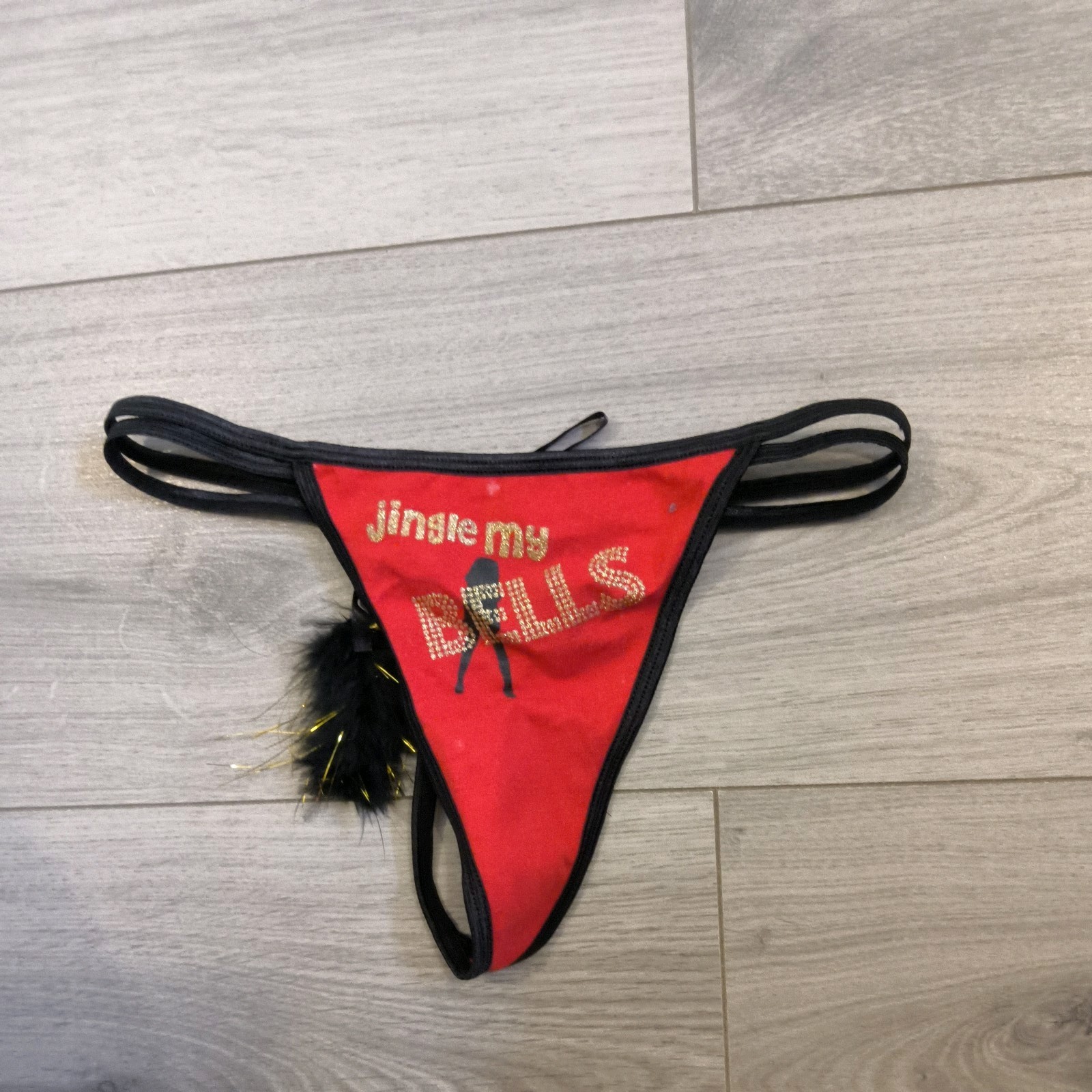 BNWT Vintage Ann Summers Red Jingle My Bells Christmas Thong Size 4-6