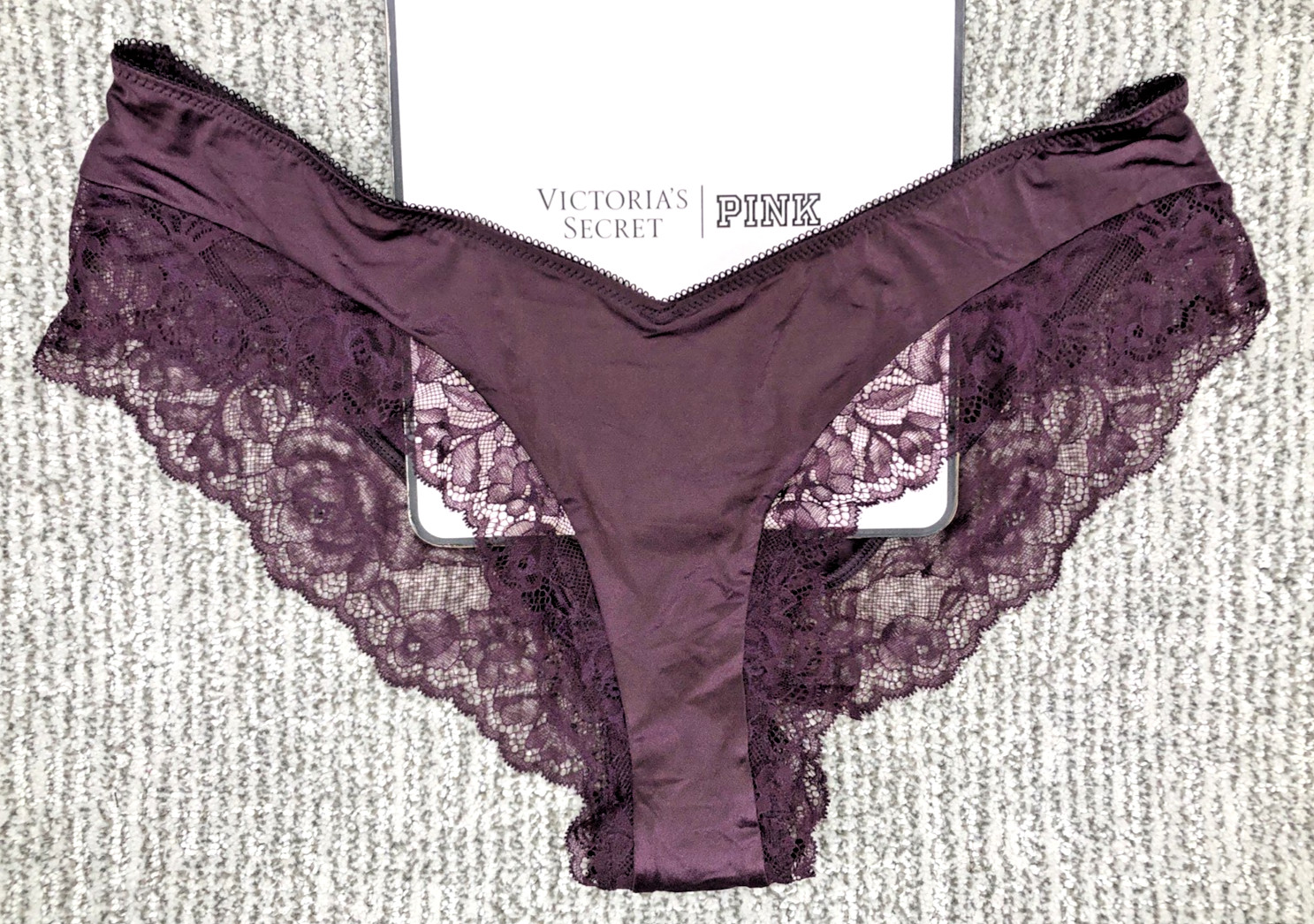 Victoria’s Secret Very Sexy NWT Small Purple Lace Trim High Leg Cheeky Panty