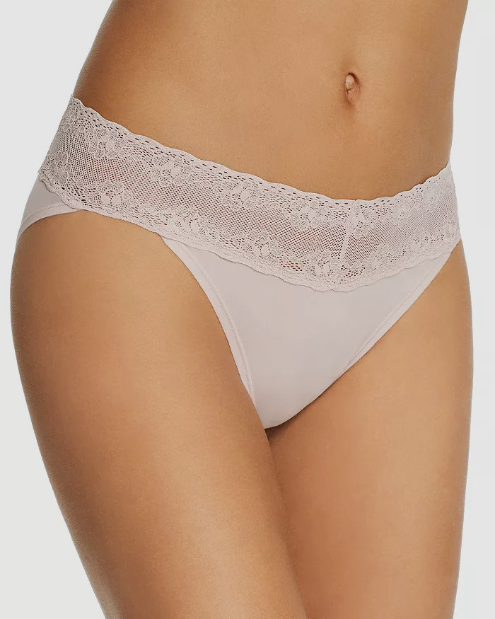$21 Natori Women’s Pink Bliss Perfection Lace-Waist Bikini Panty One Size