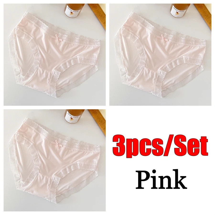 Mid Rise Lace Panties Women’s Seamless Ultra Thin Soft Stretch Underwear 3 Pcs
