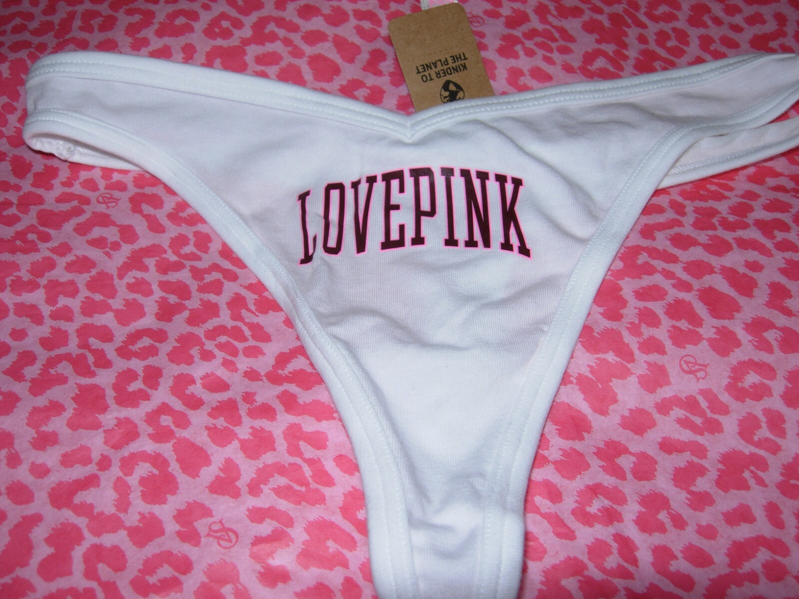 Victoria’s Secret PINK Sexy Thong String V-Cut LOGO White Hard2Find M NWT