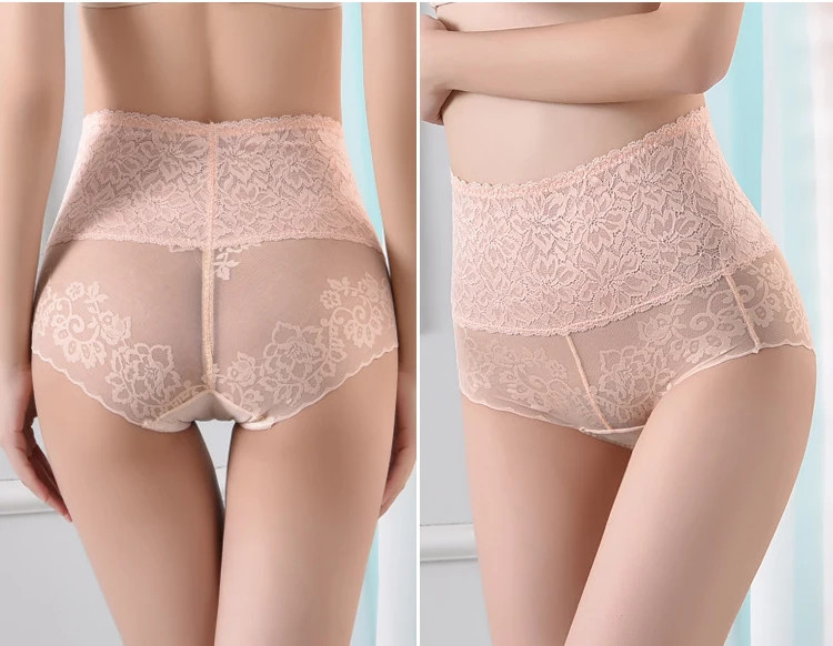 Lace Briefs Mid Rise Sheer Elastic Breathable Underwear Panties Women Soft