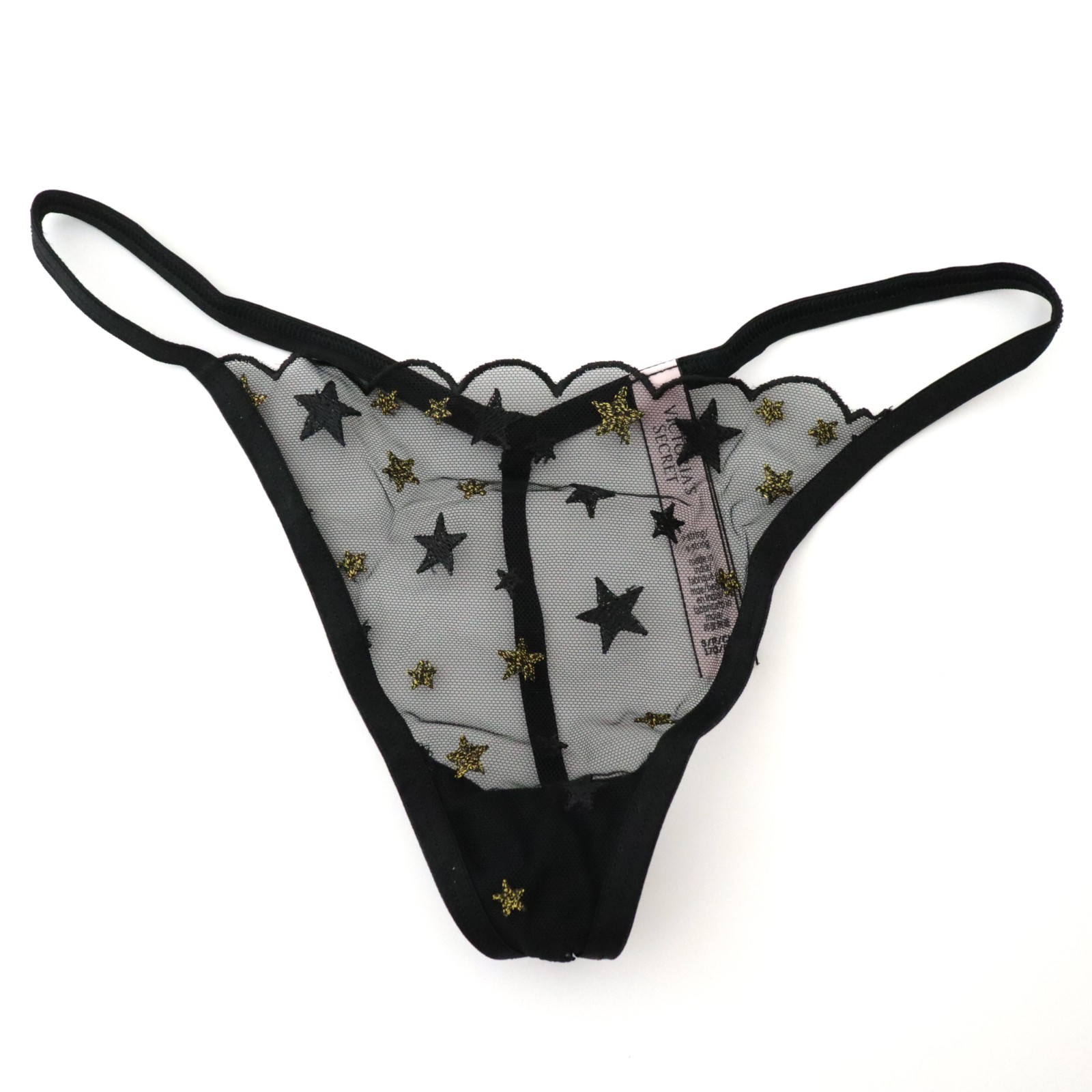 NEW Victoria’s Secret 2021 Stars Sheer Glitter V-String Thong Mesh Panty SMALL