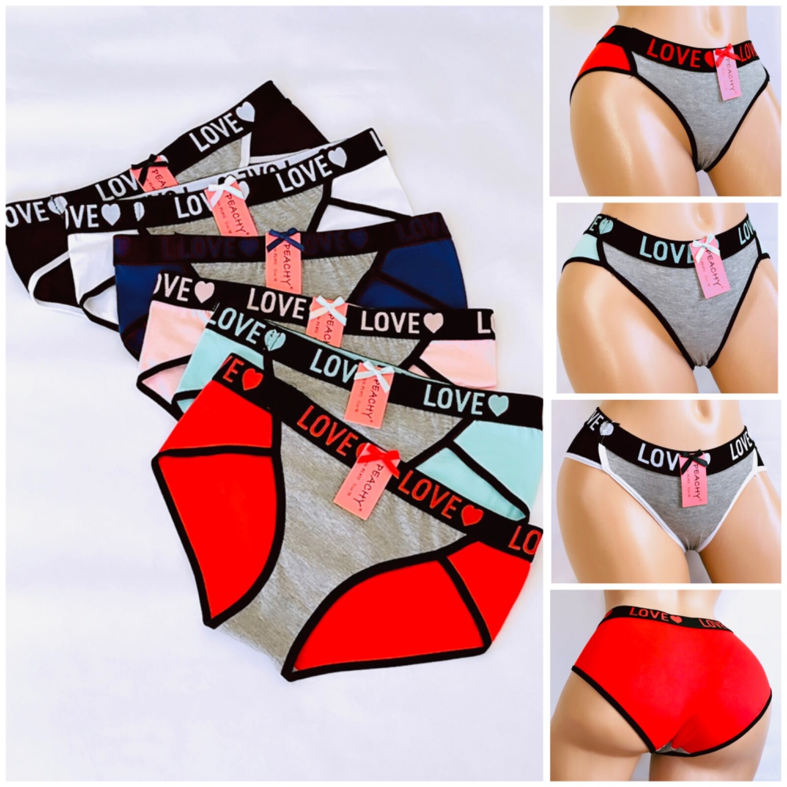 6-12 Bikini Cheeky Sexy Love Panties Knicker Cotton Panties PL047 Underwear S-XL