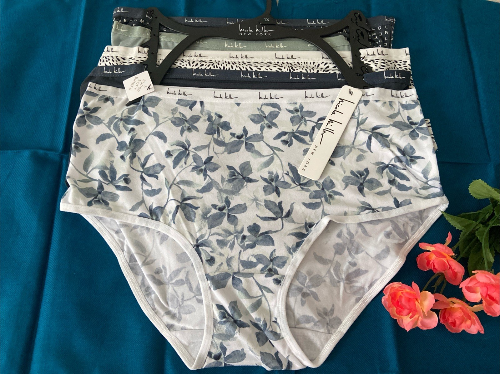 Nicole Miller Ladies Size 1X Super Soft Briefs Greys Black SOFT NWT