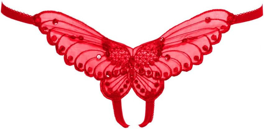 Leg Avenue Crotchless Butterfly Panty Red One Size