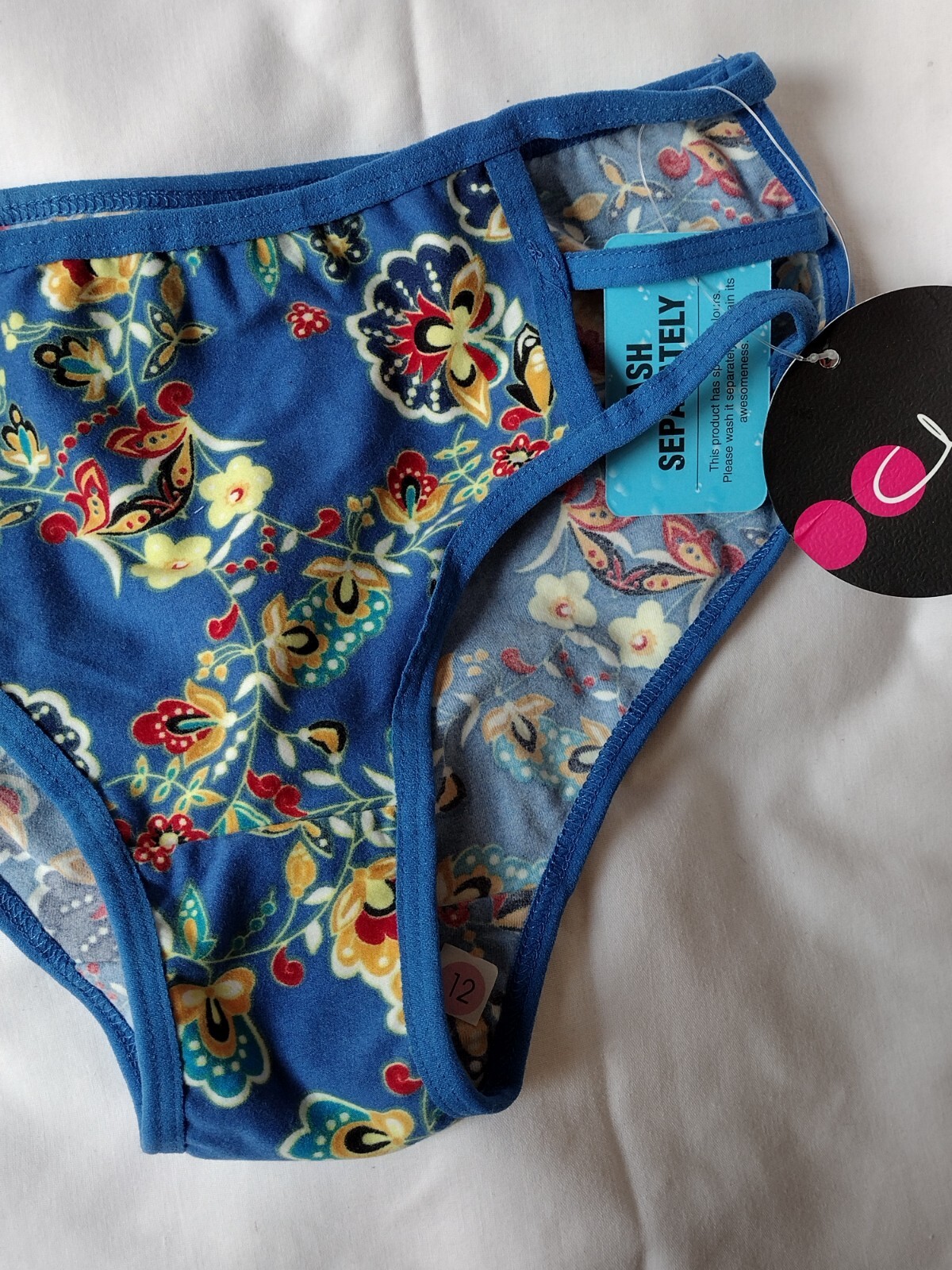 CLOVIA SMALL BLUE FLORAL STRAPPY HIPSTER PANTY COTTON SPANDEX NEW WITH TAGS