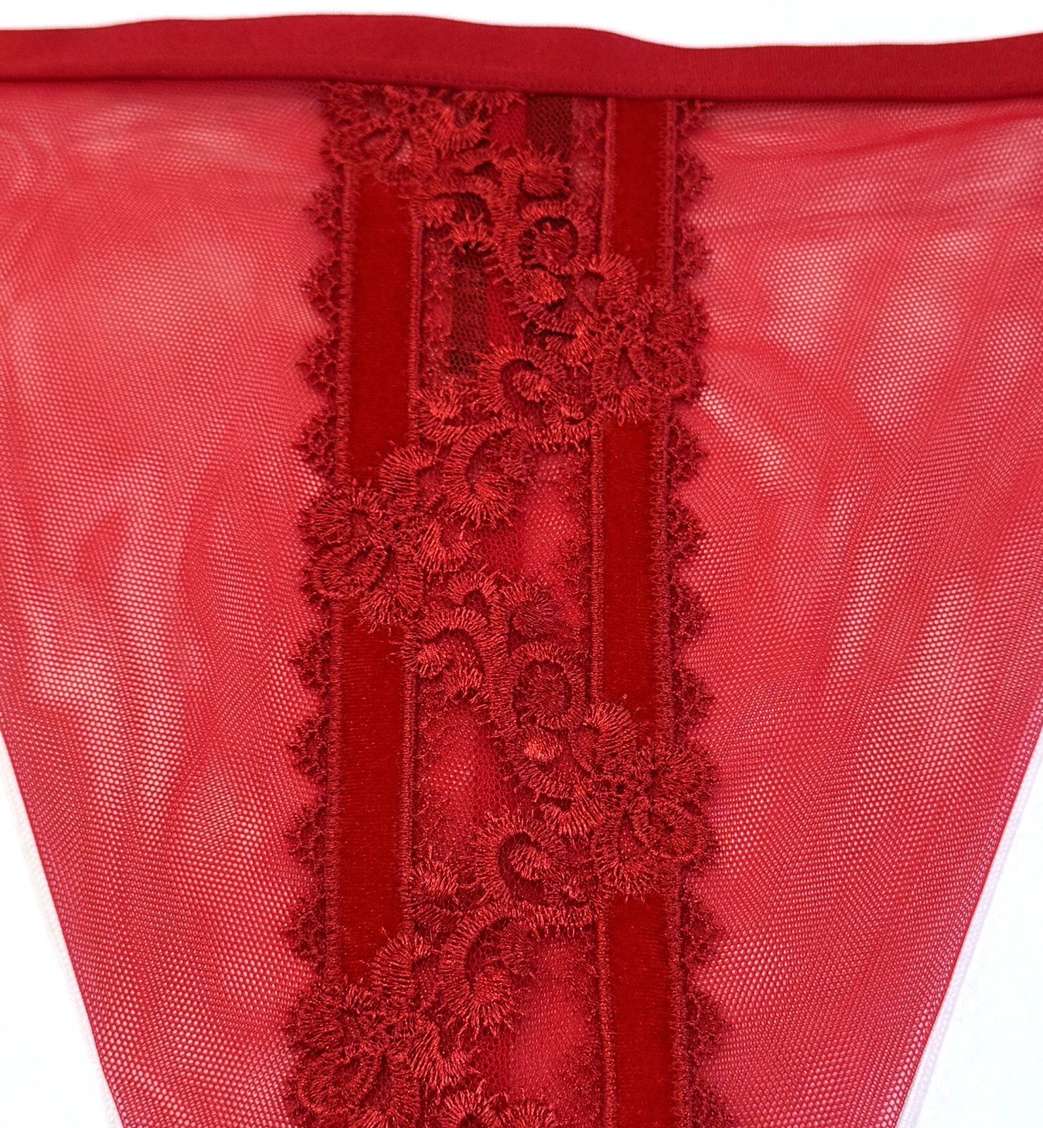 NEW Victoria Secret Very Sexy Luxe Satin Trim & Mesh Brazilian Panty – Red – XL