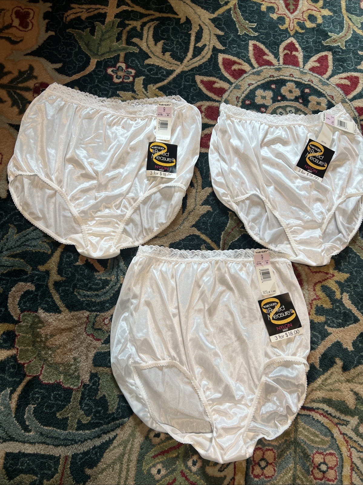 Vintage Warner’s Perfect Measure Panties Briefs Size 9 WHITE 55196 New – 3 Pairs