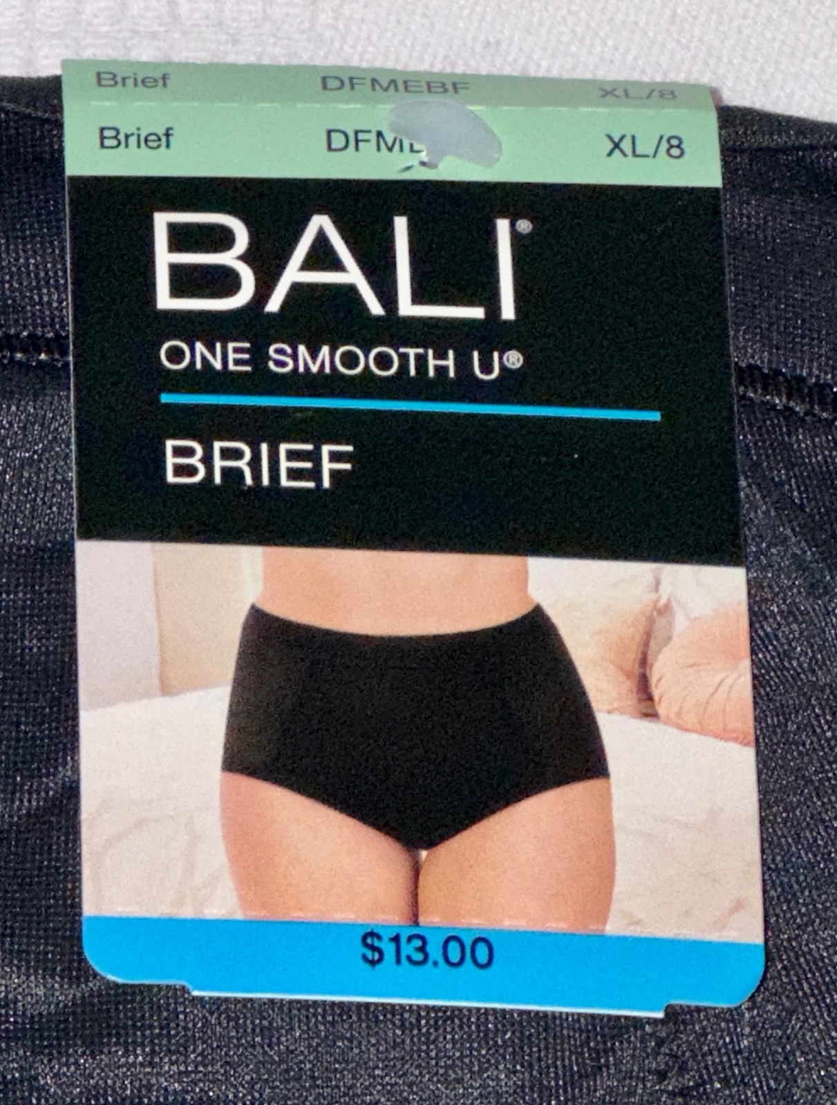 BALI One Smooth U Modern Microfiber Black Brief Panty NEW Womens Sz L 7