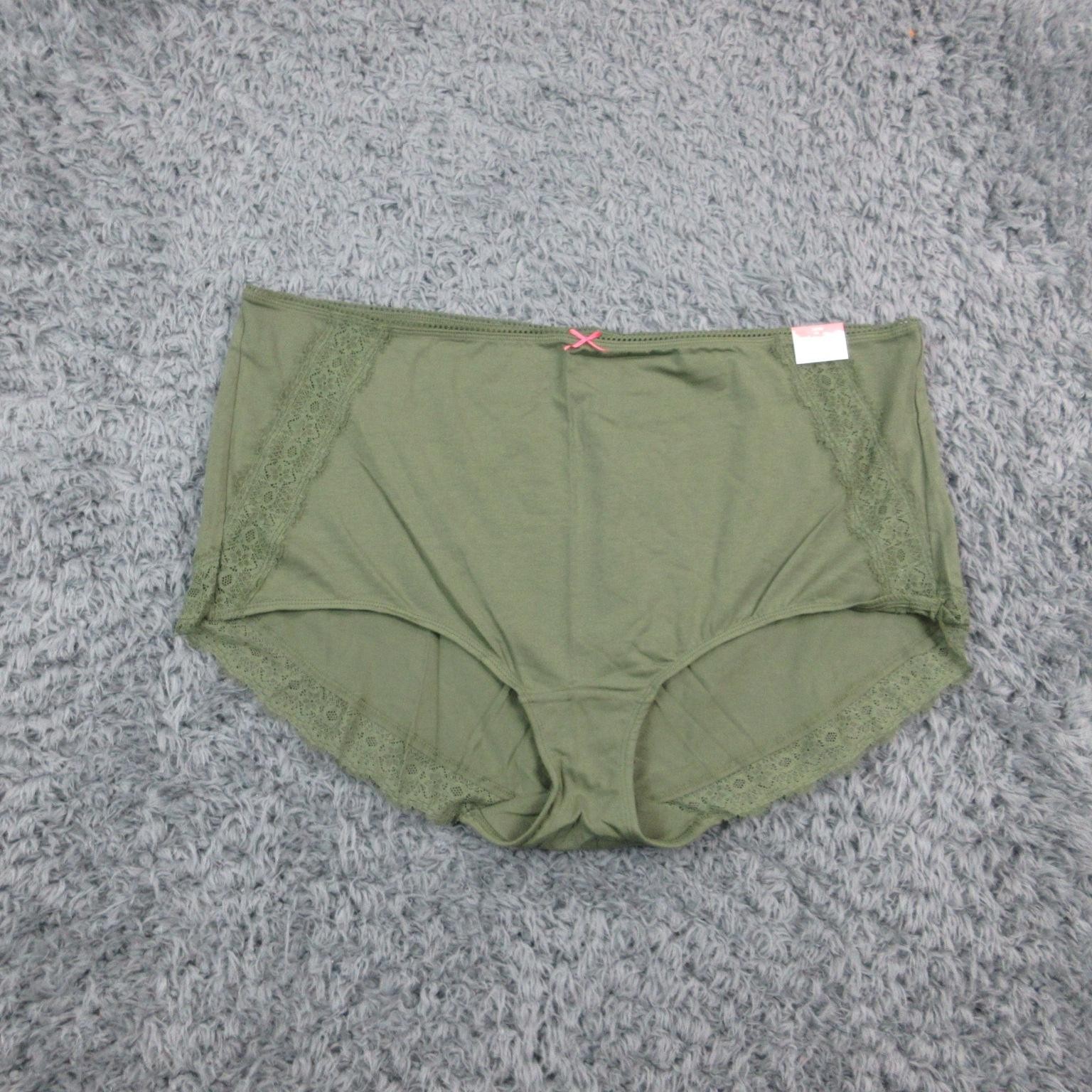 Cacique Panties Womens 6XL 34/36 Green Cotton Full Brief Lace Trim NWT
