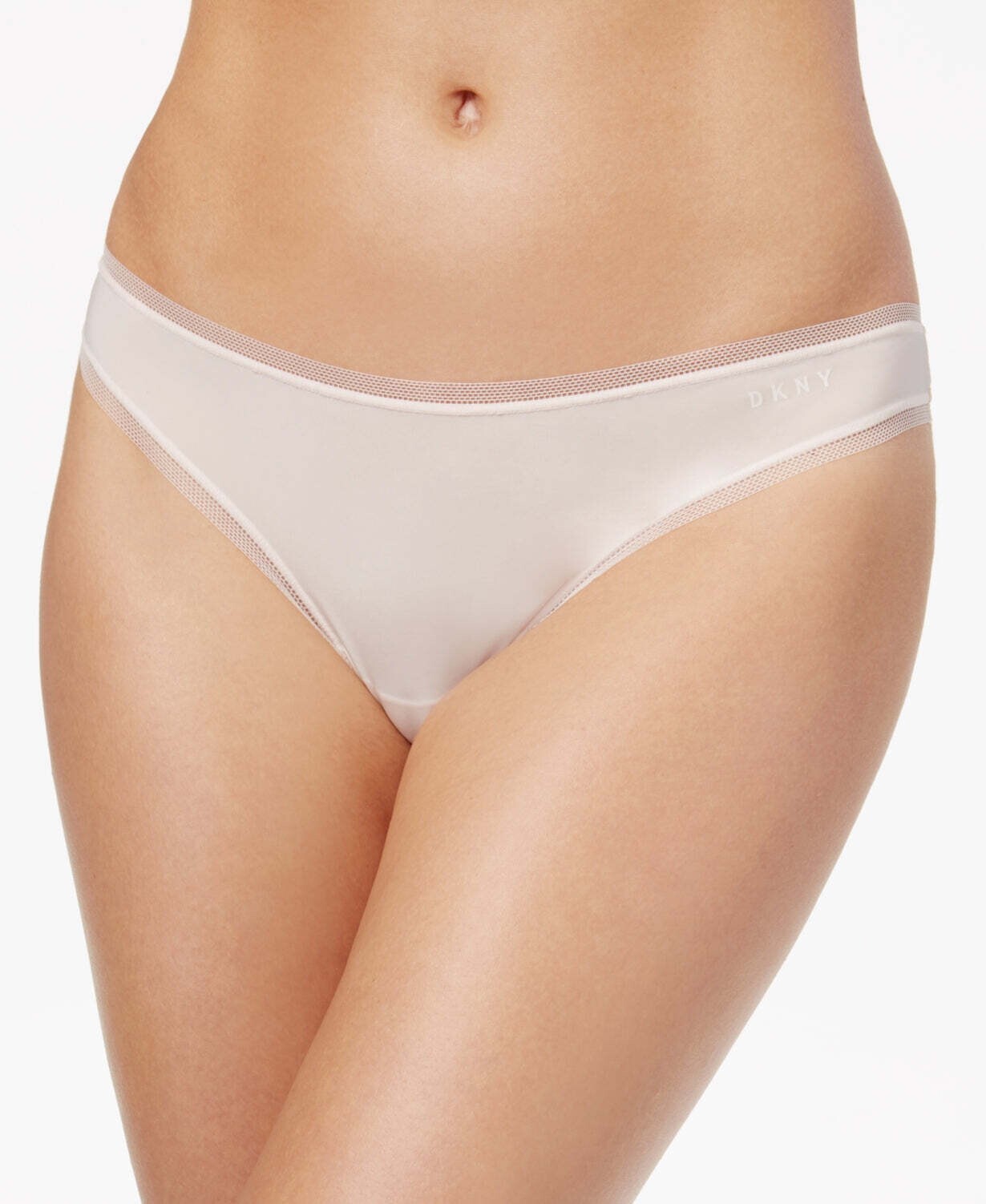 DKNY Women’s Litewear Low-Rise Mesh-Trim Thong Panty, Vanilla, Medium