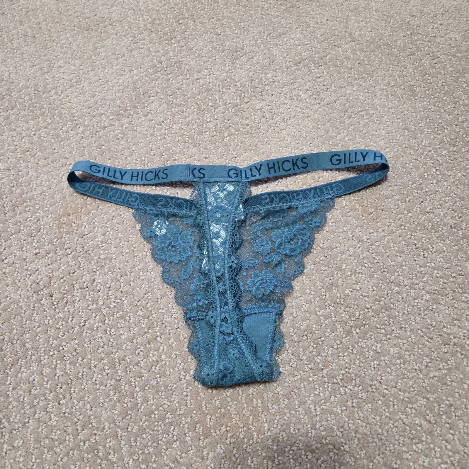 Gilly Hicks NWT Lace Teal Womens Thongs Size Small Sexy Skimpy Tight Nightlife