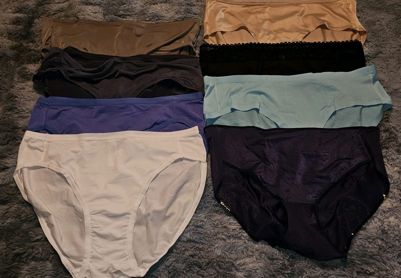 Women’s Panty Lot XL 8 Pair Various Brands/Styles Nylon Spandex No Liner