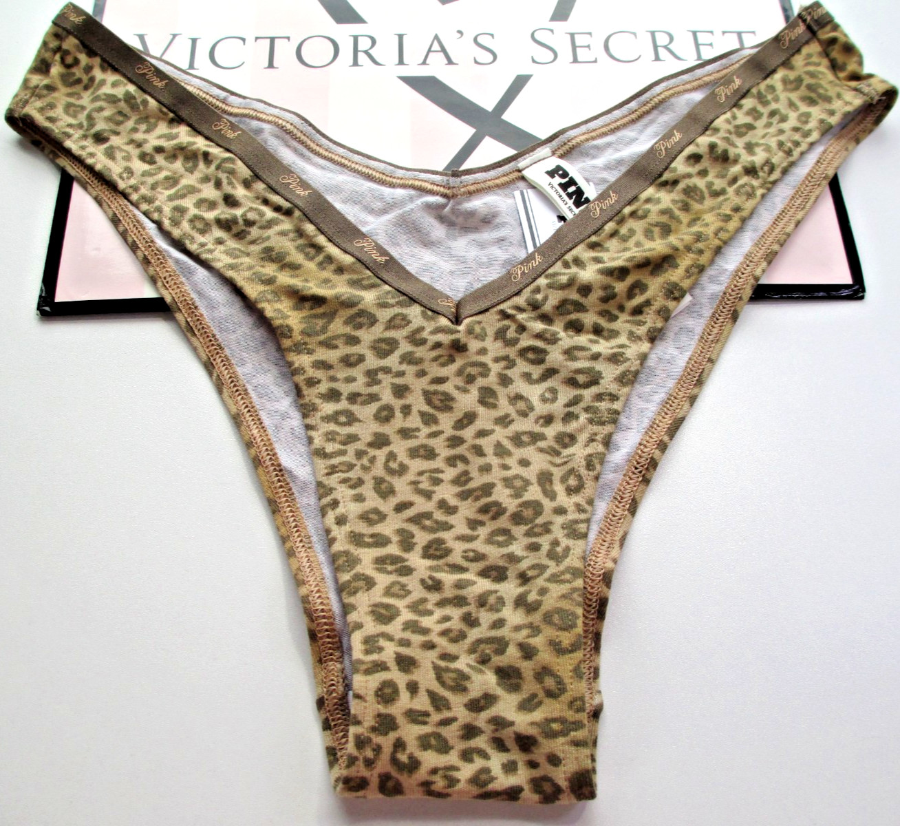 VICTORIA’S SECRET PINK Cotton Tanga High Leg Cheeky Panty S M L XL Birch Leopard