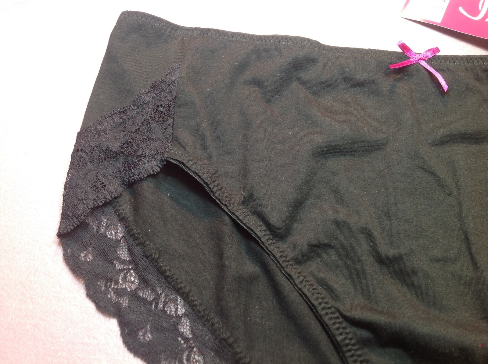 Women Panties,Bikinis”ILUSION” Size 2XL Black Soft W/Floral Fishnet Decoration