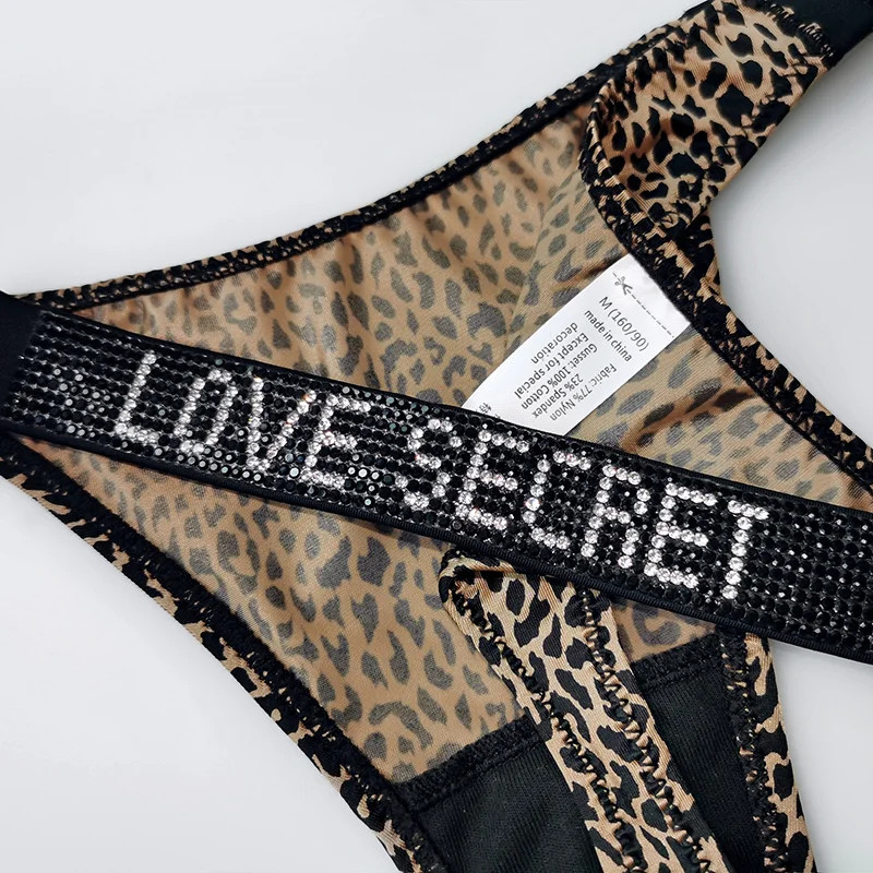 Low Waist Sexy Women Thongs Panties Rhinestones letter Diamonds G String Sports