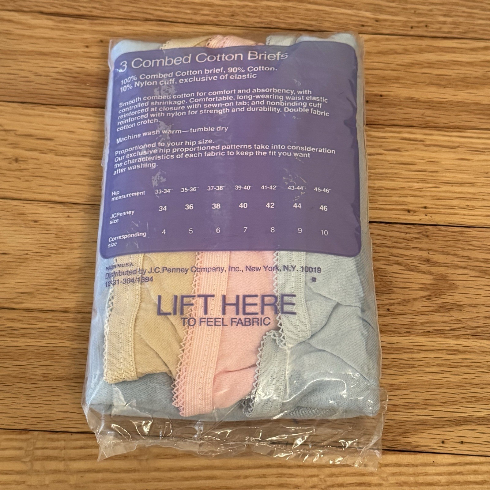Vintage 80s JC Penny Pastel Combed Cotton Briefs Panties 3 Pack NOS Size 44 XL