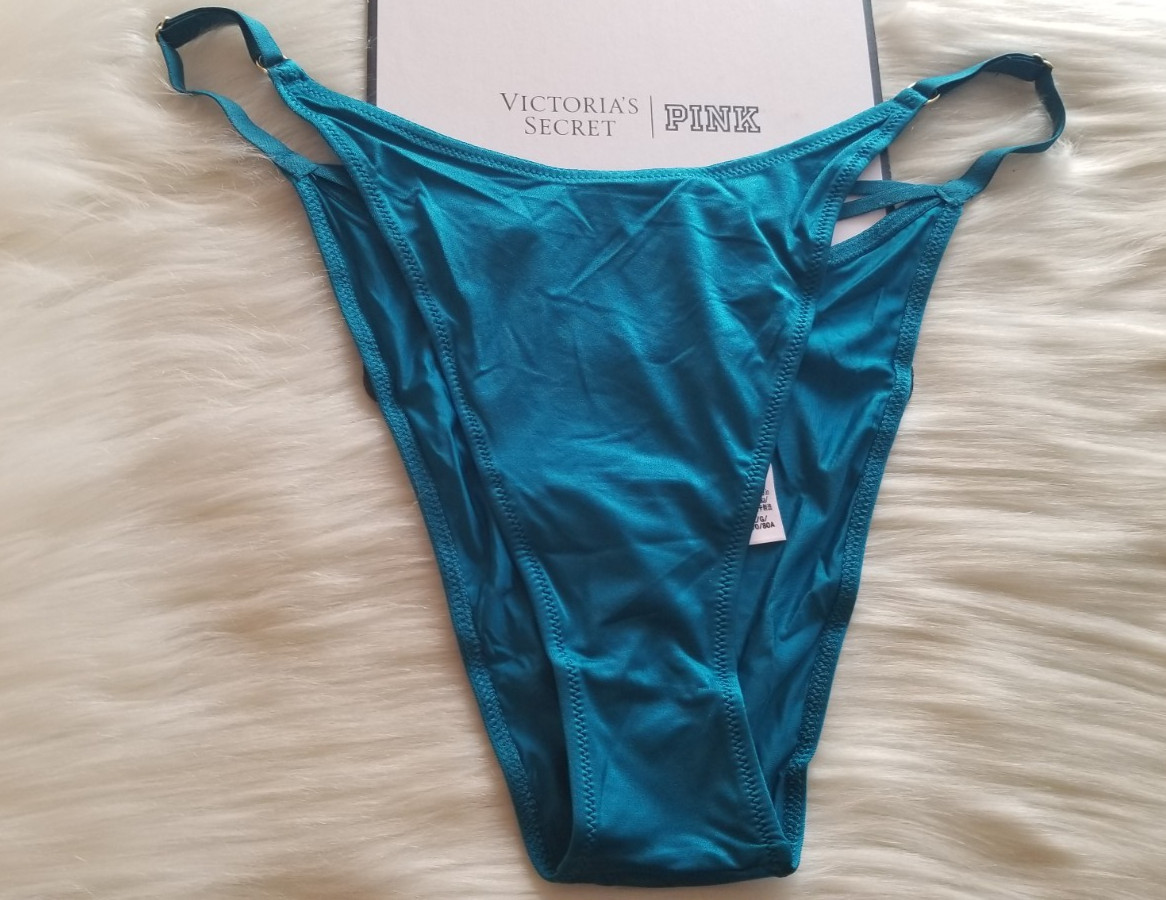 VICTORIA’S SECRET SMOOTH STRAPPY BACK ADJUSTABLE BRAZILIAN PANTY LARGE JADE NWT