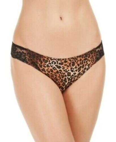 4 Pair Inc Women’s Lace-Trim Thong Underwear Leopard Green Maroon Beige Small