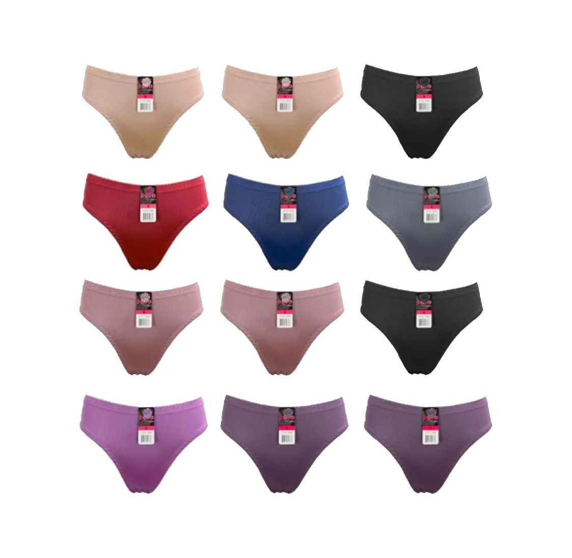 Women’s Multicolor Stretch Satin Bikini Classic Full Coverage Briefs 12 Pack