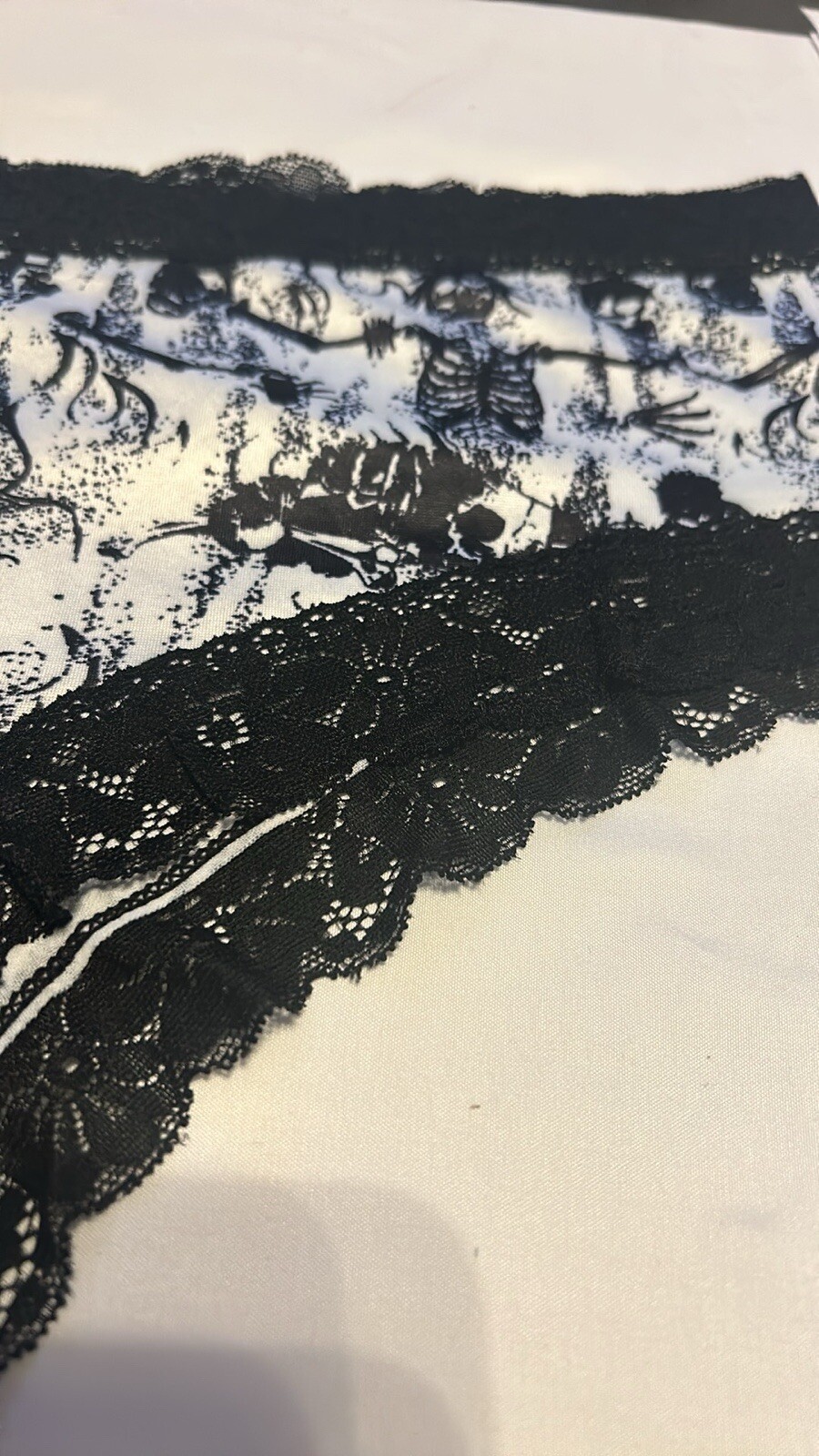 Morvia 3pk cheeky goth Emo panties Small Size skull Skeleton Lingerie Lace