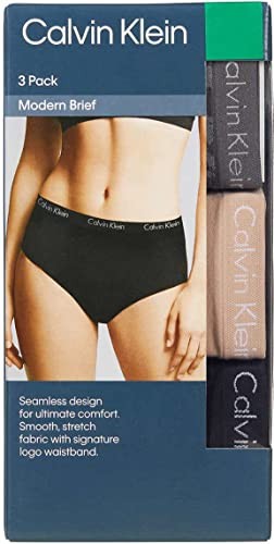 Calvin Klein Ladies Seamless Briefs 3-pack Animal Jacquard /Tan /Black Size XL