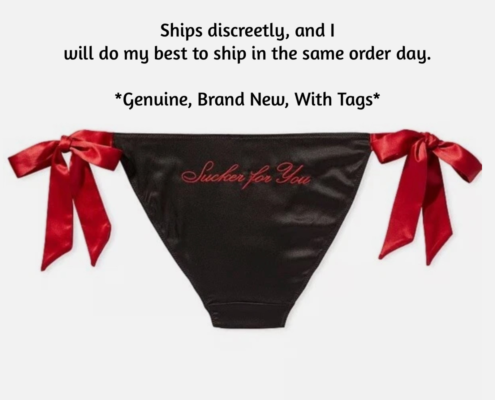 Victorias Secret Side Tie Panty Sucker For You Satin Panty – Size Medium – NEW