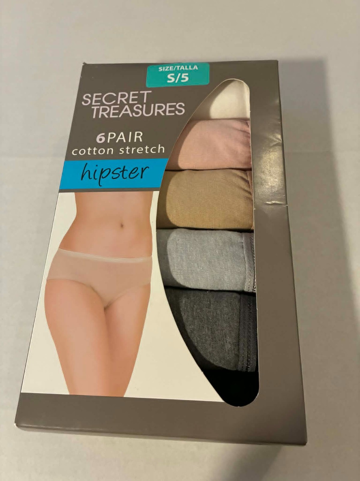 Secret Treasures Hipster Panties 6 Pair Cotton Stretch Small S/5 Nude Neutral