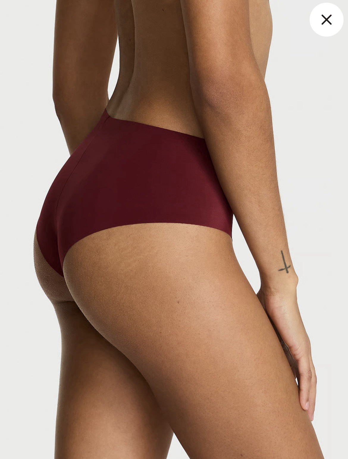 New! VICTORIAS SECRET VS Rhinestone Logo NO-SHOW CHEEKY PANTY Smooth Sangria Red