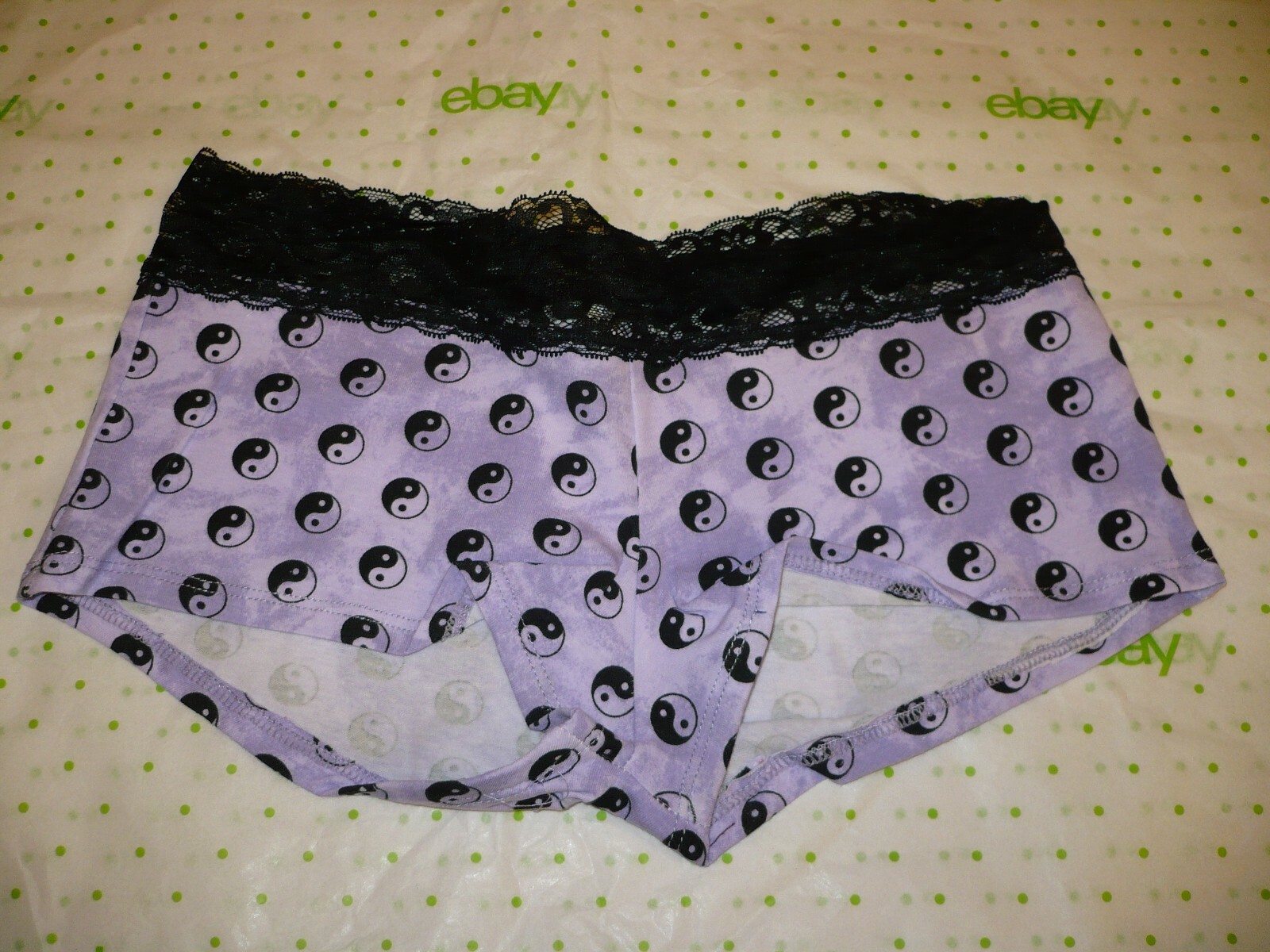 Rue 21 Women’s Boyshort Panties X-LARGE Purple Yin Yang W Lace Waistband New