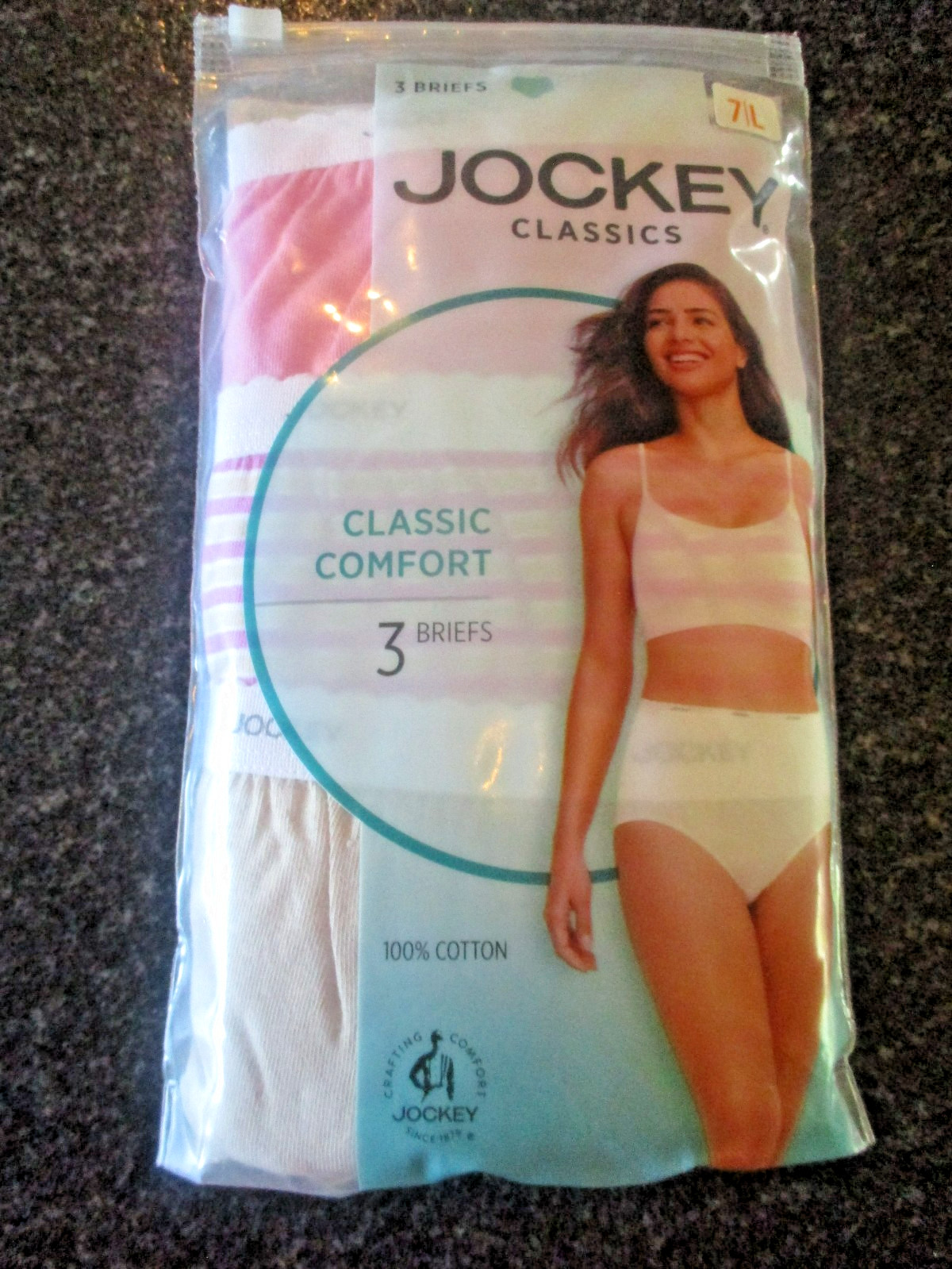 JOCKEY CLASSIC COMFORT WOMENS SCALLOPED WAISTBAND BRIEFS 3 PAIR SIZE 7 UNDERWEAR