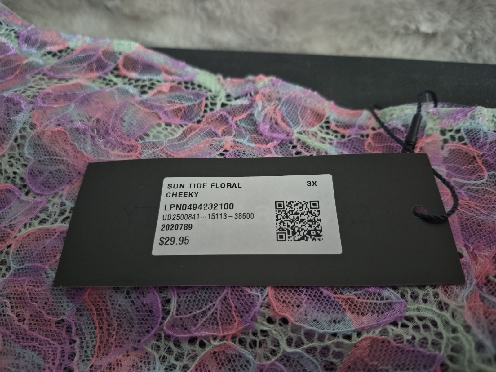 Savage X Fenty Sun Tide Floral Cheeky Pantie Pink Lace Size 3X