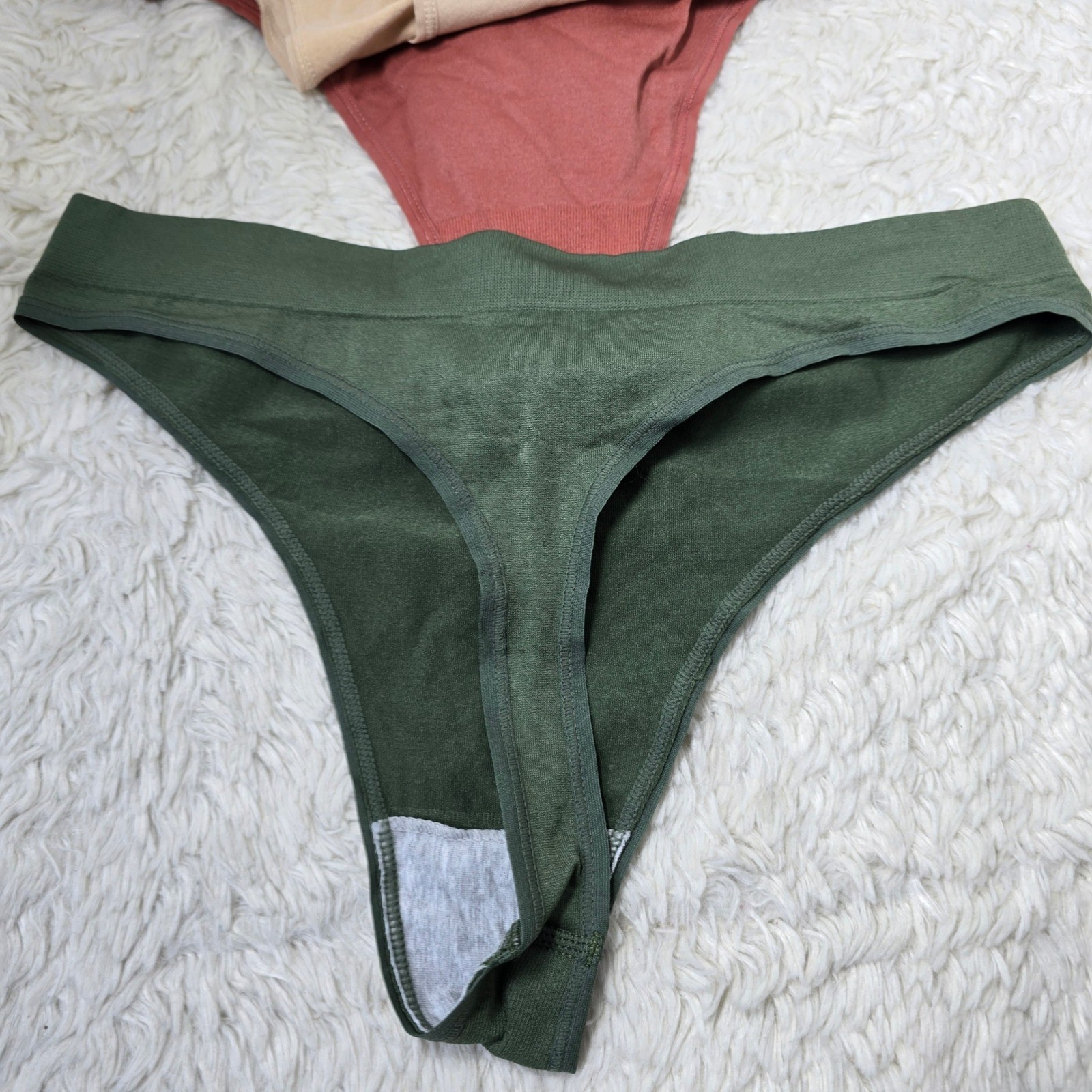 Seamless Thong Underwear 5 Pack Women Medium Multicolor Ribbed Waist