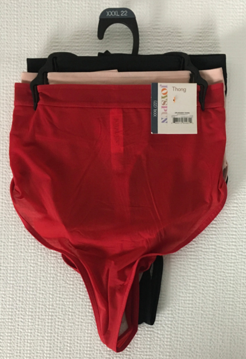 Joyspun 3 Pack Hosiery Thong Underwear Size XXXL 22 1 Red 1 Lt Pink 1 Black New