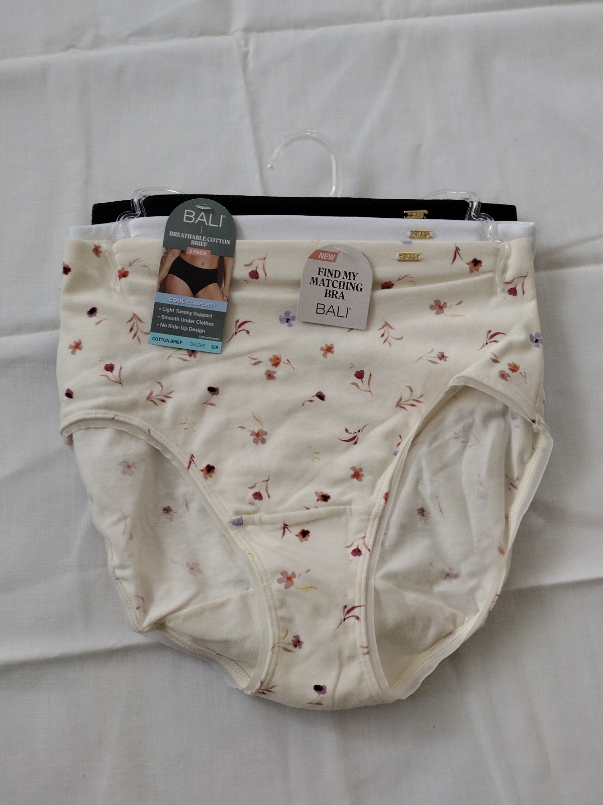 Bali DFLEB3 Cotton Collection 5/S Brief Panty – 3 Pack ASSORTED COLORS NWT