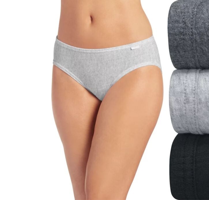 Women’s 3-Pack Jockey 100% Cotton Bikini Panties Grey, Charcoal Heather/Black